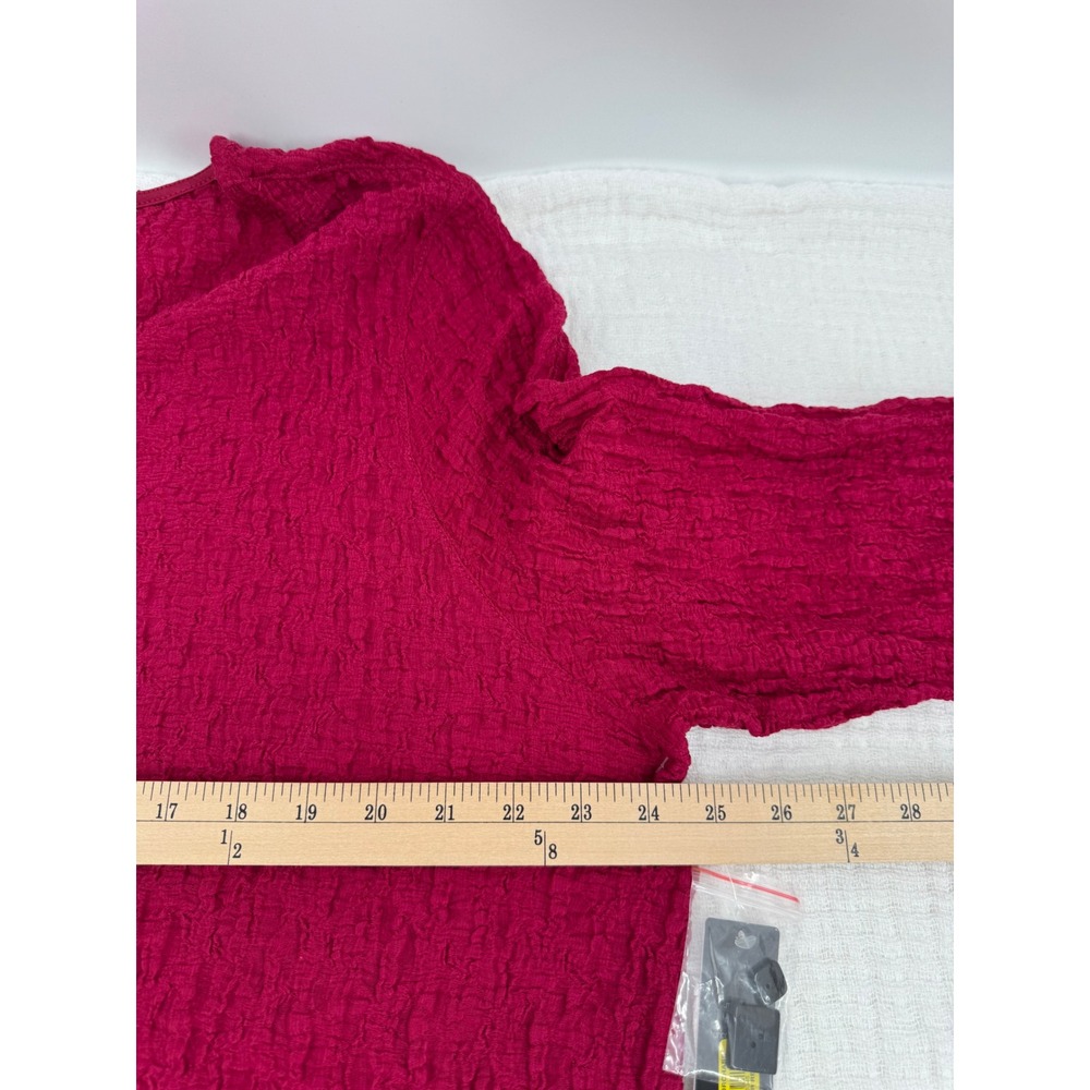 New Ali Miles Tunic Top Magenta Pink Crinkle Textured Asymmetrical Size 2X - Picture 6 of 8